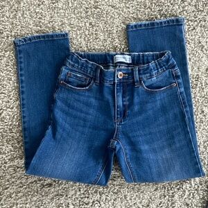 Zara Kids Collection sz 8 girls jeans Waist adjusters Dark blue denim distressed